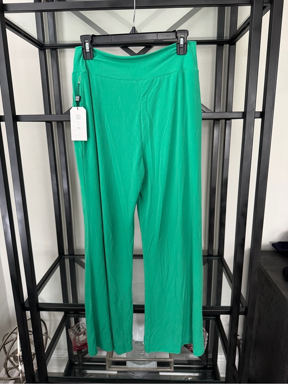 Clara Sun Woo Emerald Green Wide-Leg Pull-On Pants